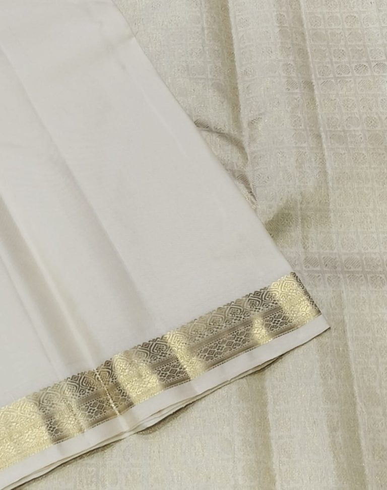 white saree with golden border (4)