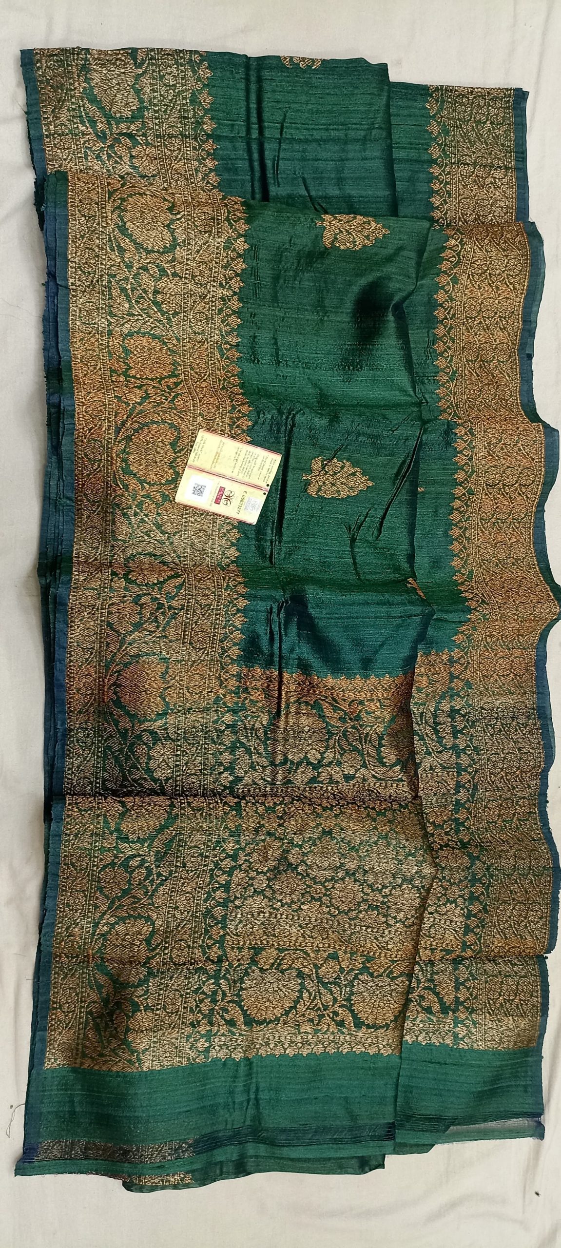 Green Banarasi Tusser Silk Saree (1)