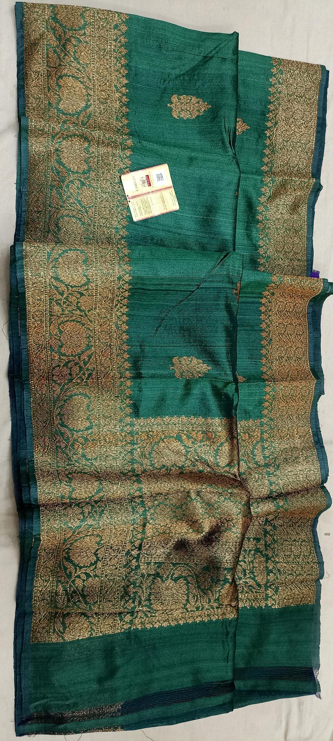 Green Banarasi Tusser Silk Saree (1)