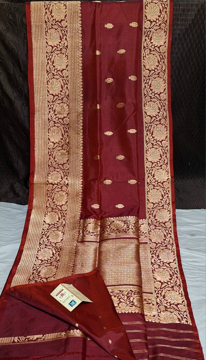 Marron Banarasi Silk Saree (2)