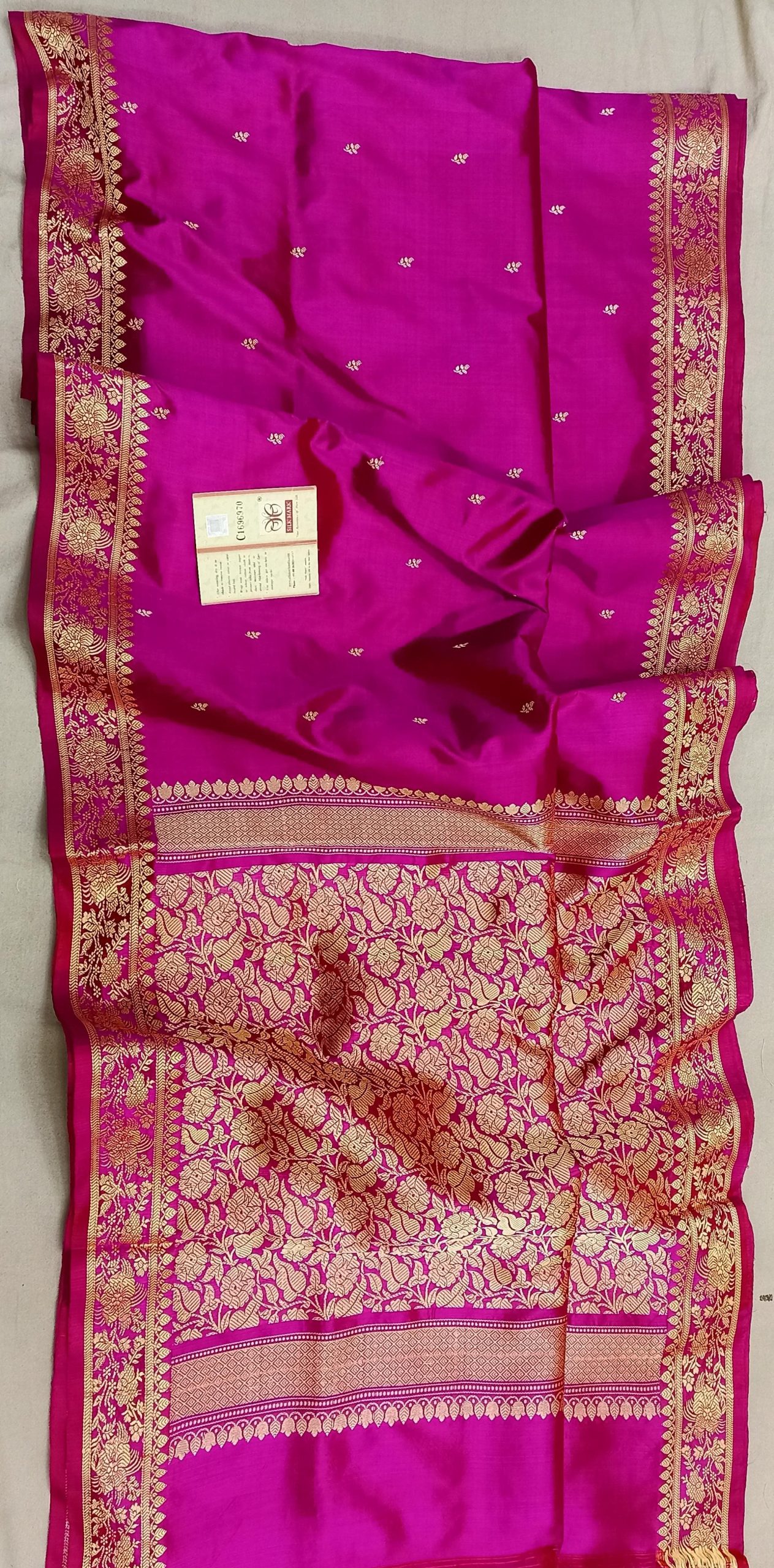 Pink With Red Border Banarasi Silk Saree
