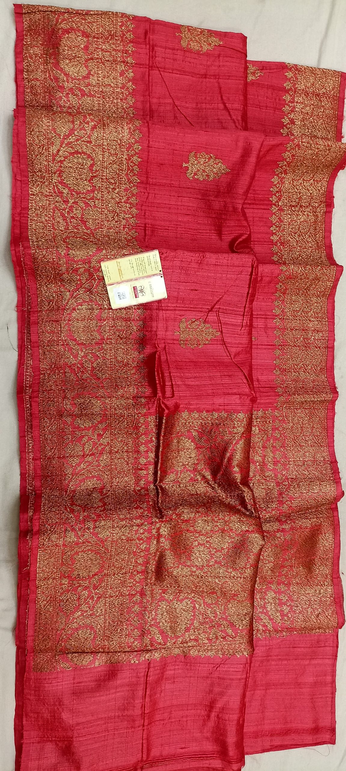 Red Banarasi Tusser Silk Saree (2)