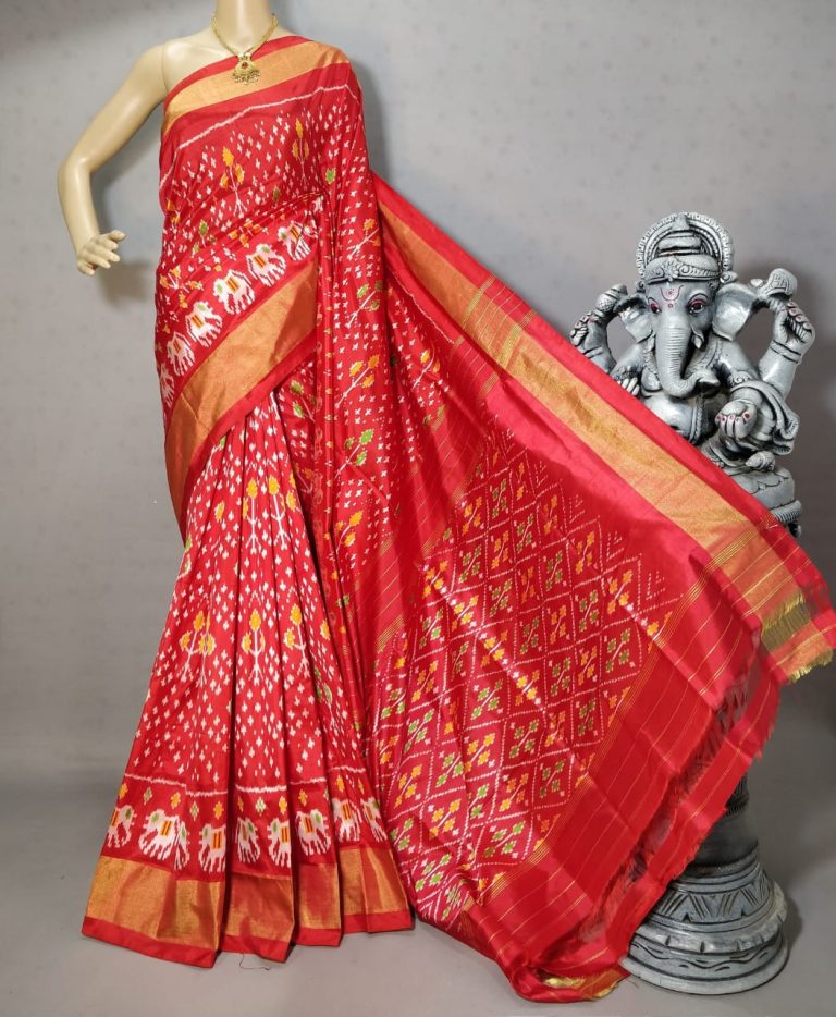 Red Pochampally Ikkat Silk Sarees