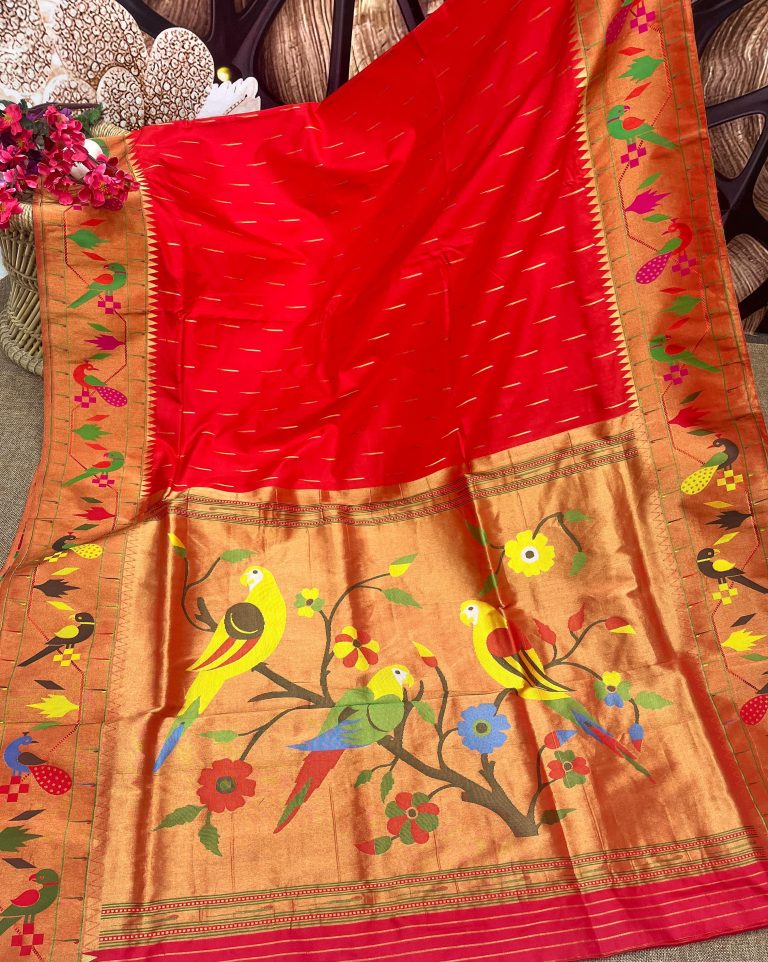 Red Pure Paithani Silk Saree