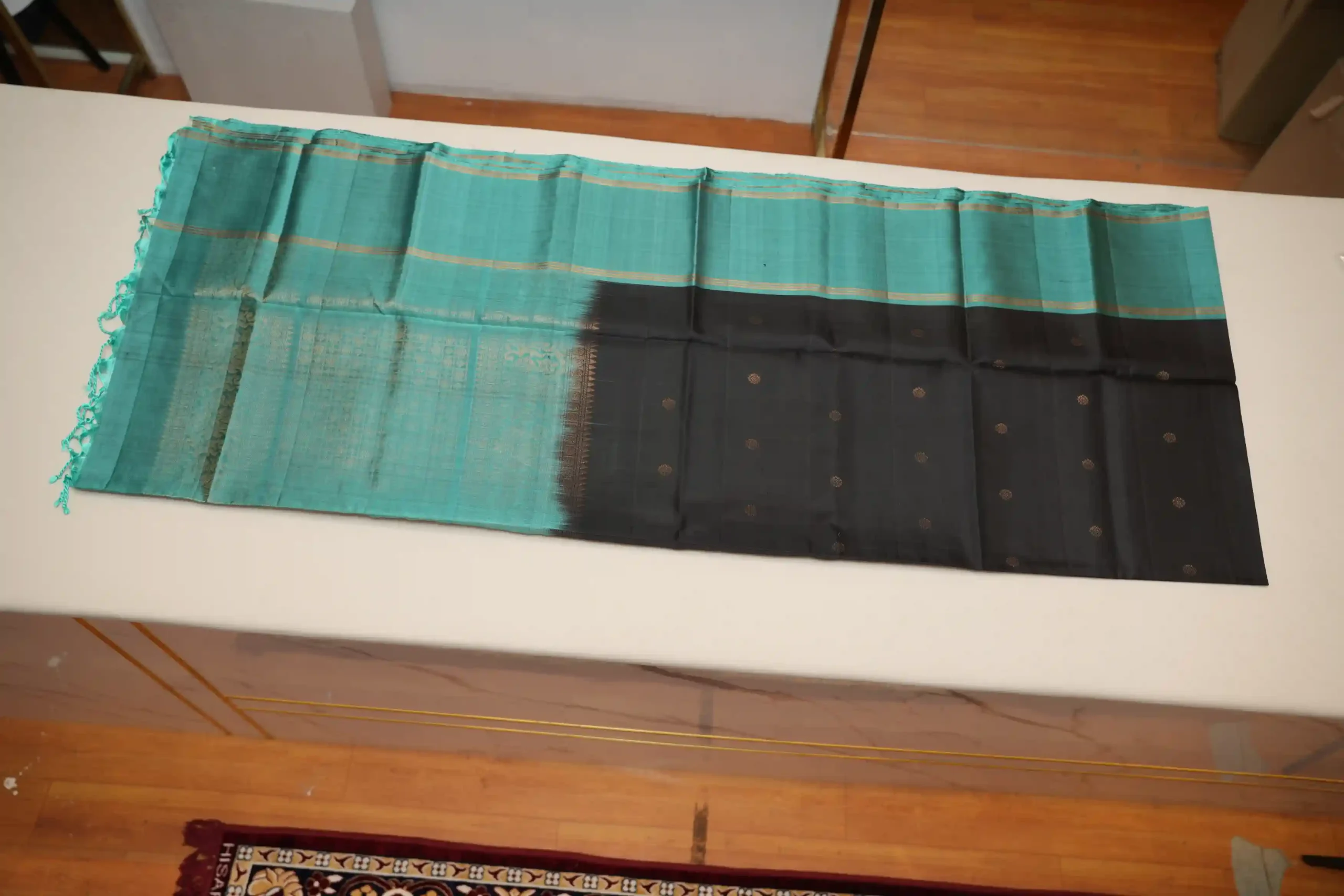 Black And Teal Soft Silk - Image 4