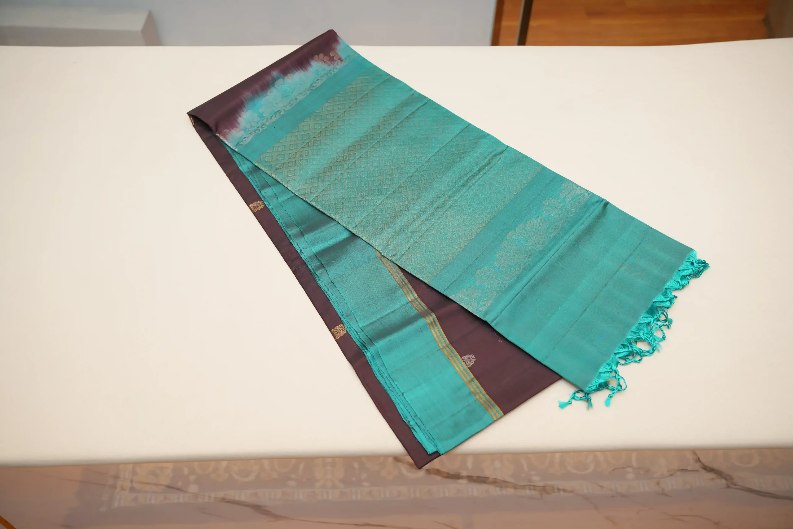 Brown And Teal Soft Silk 01