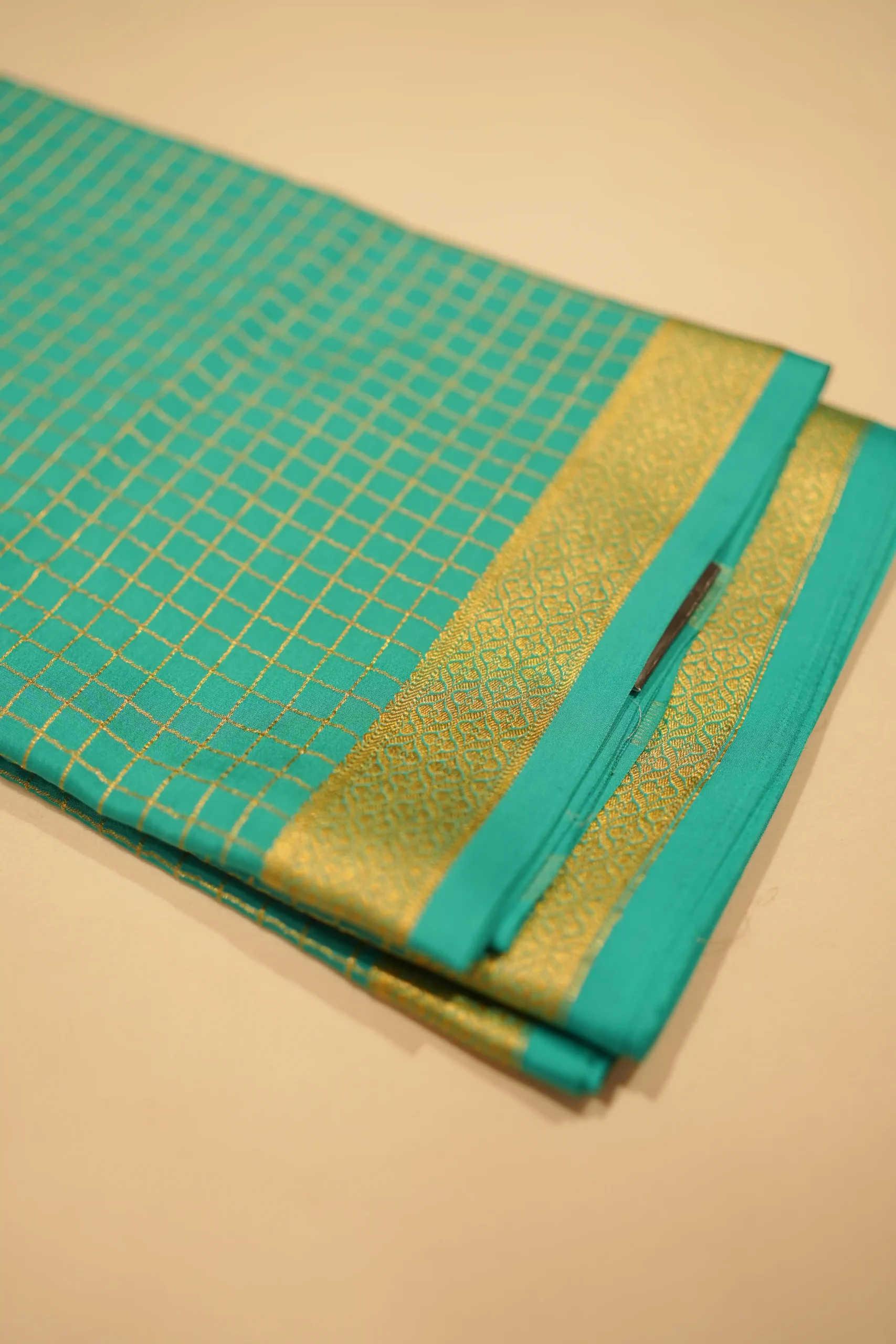 Teal Mysore Silk Saree