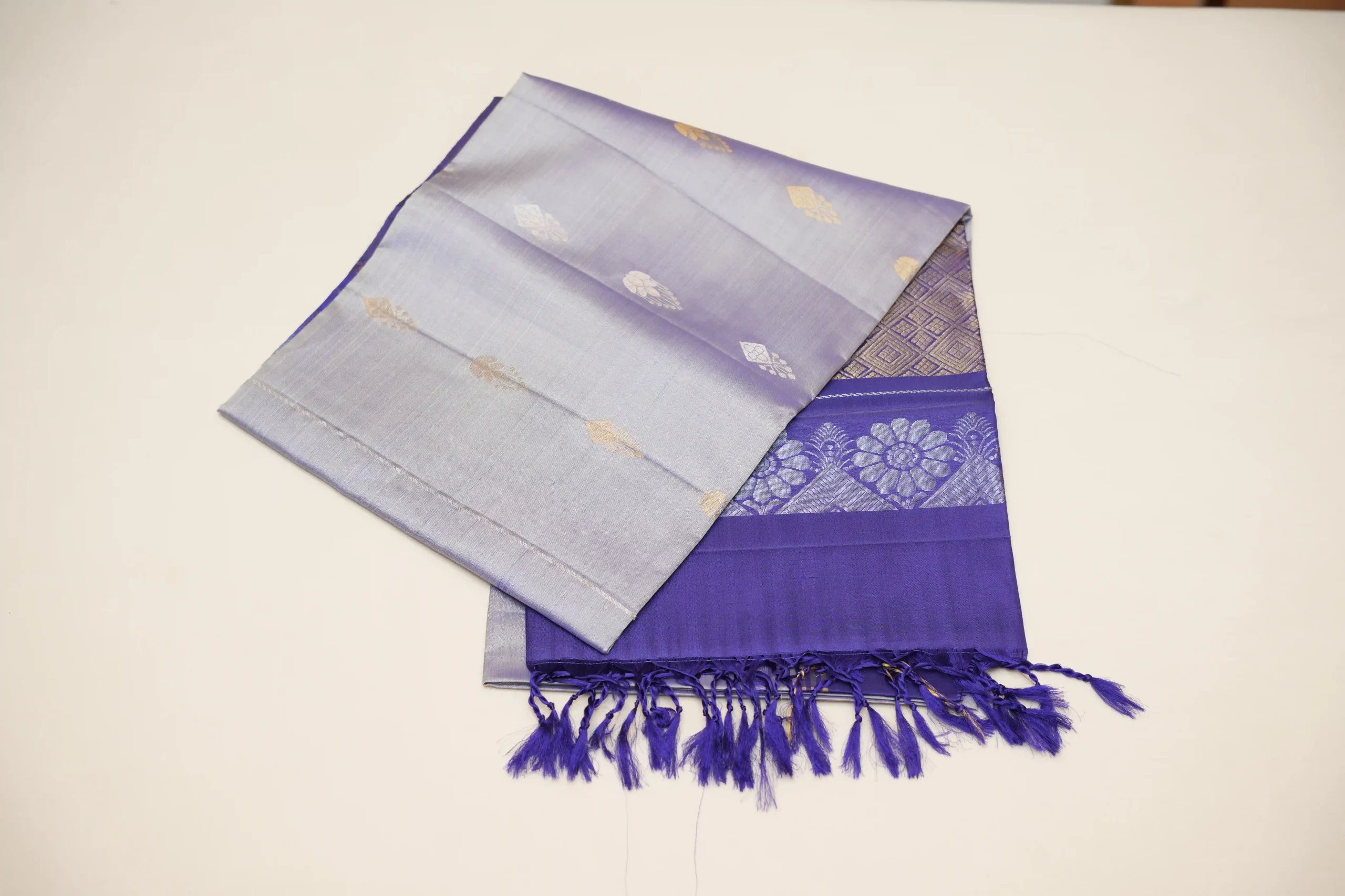Grey And Blue Soft Silk - Image 4