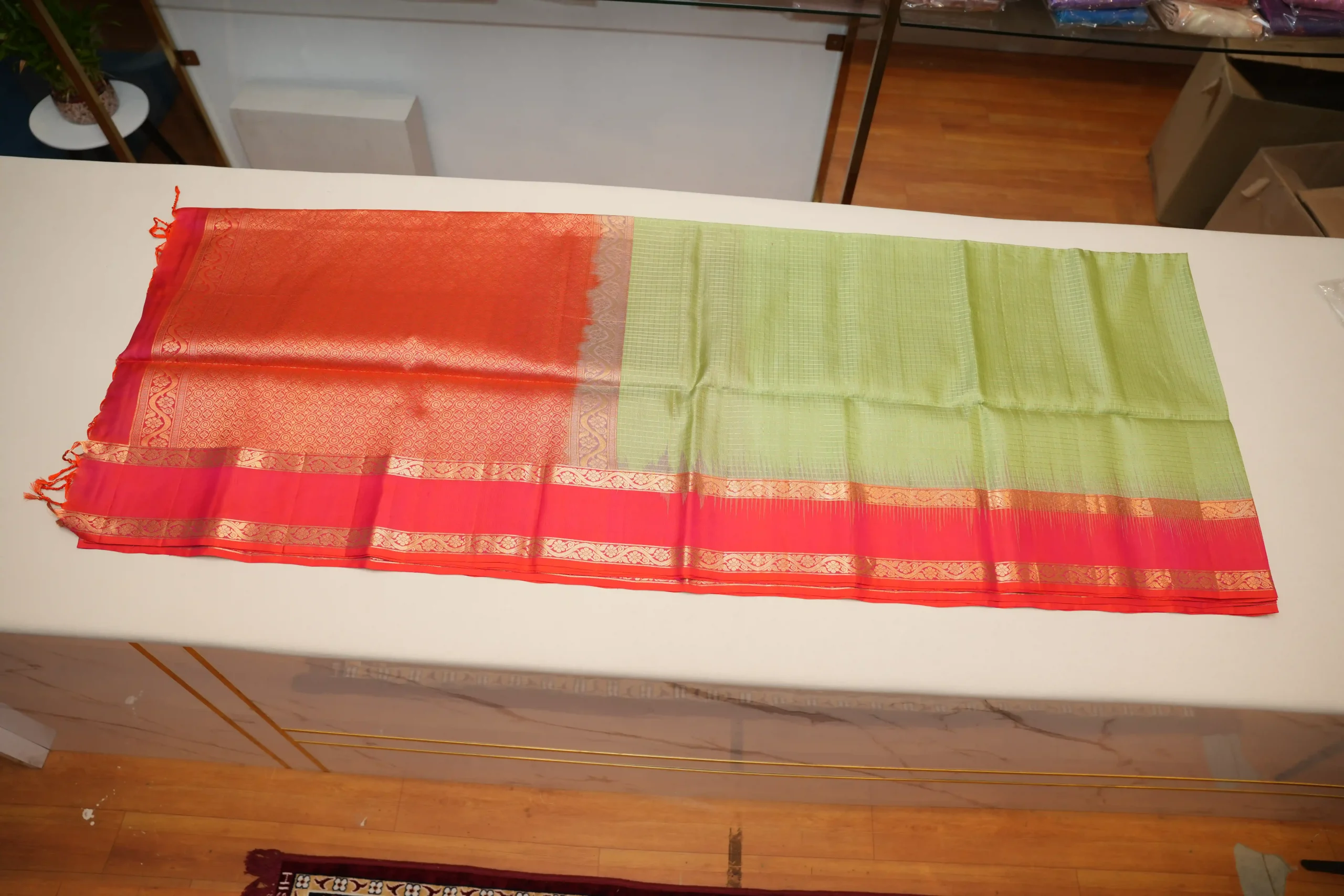 Mint Yellow And Orange Soft Silk - Image 2
