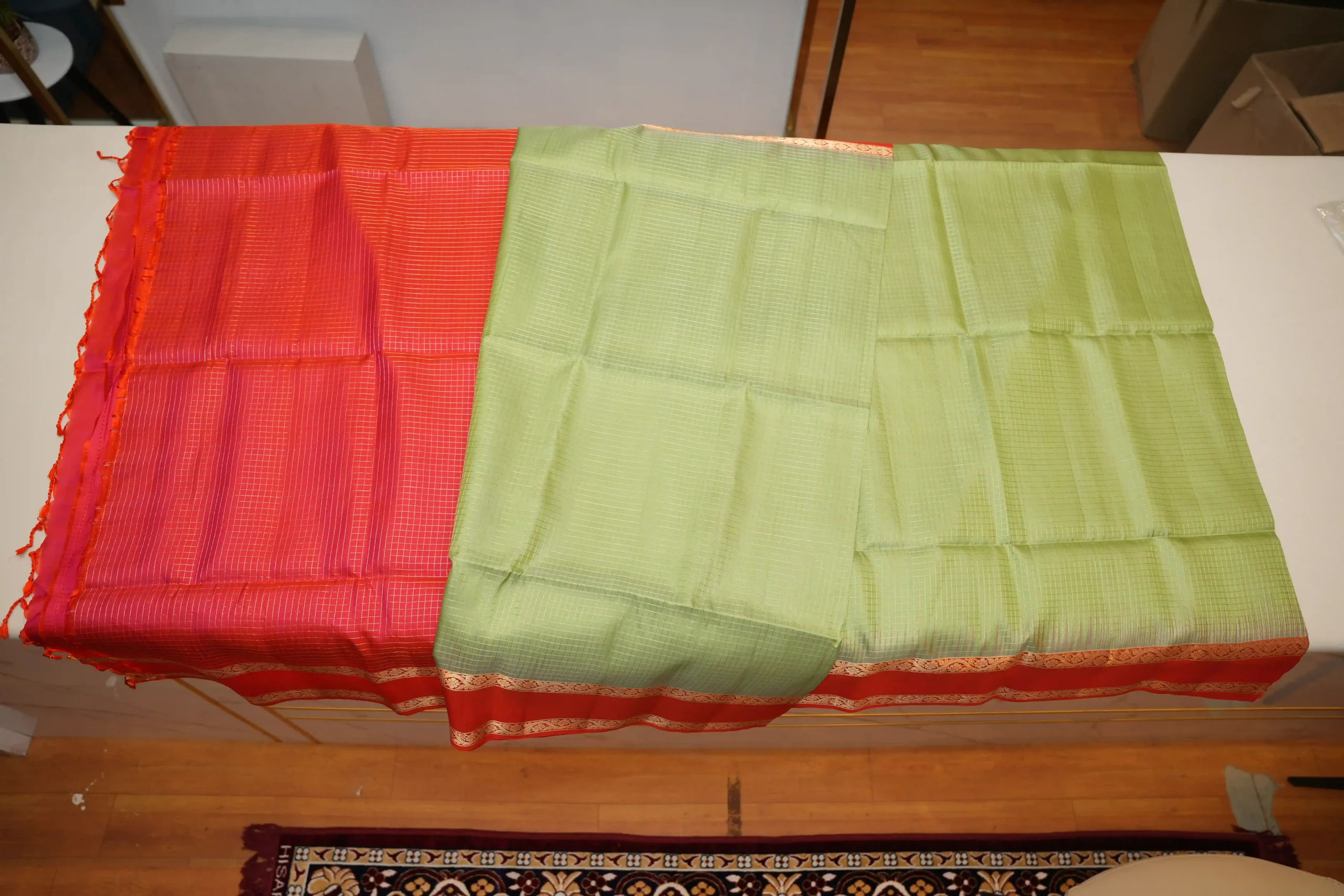 Mint Yellow And Orange Soft Silk - Image 3